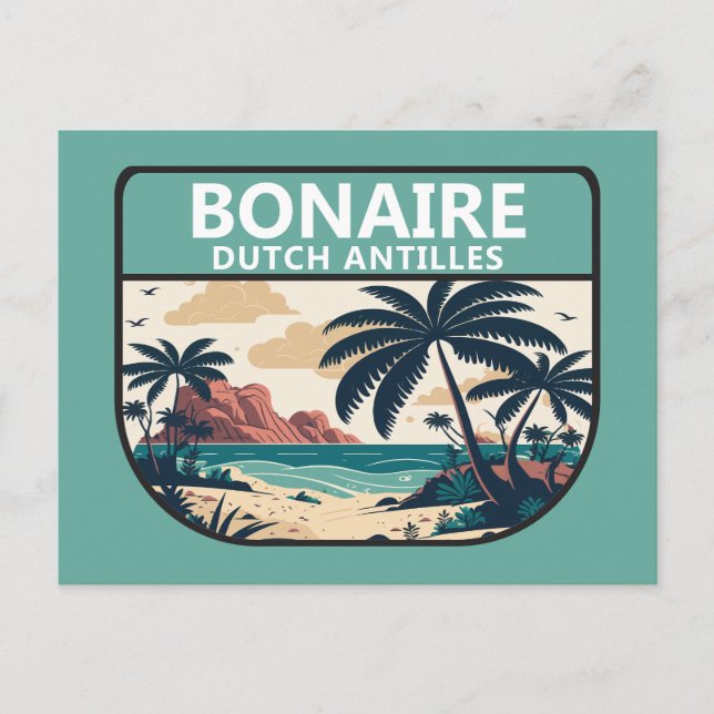 Bonaire Dutch Antilles Retro Emblem Vykort (Framsida)