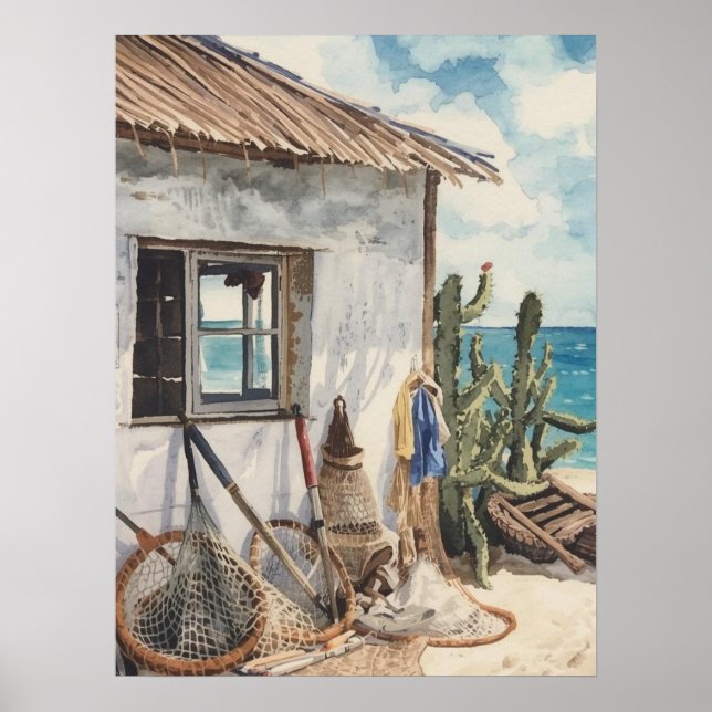 Bonaire fish shack poster (Framsidan)