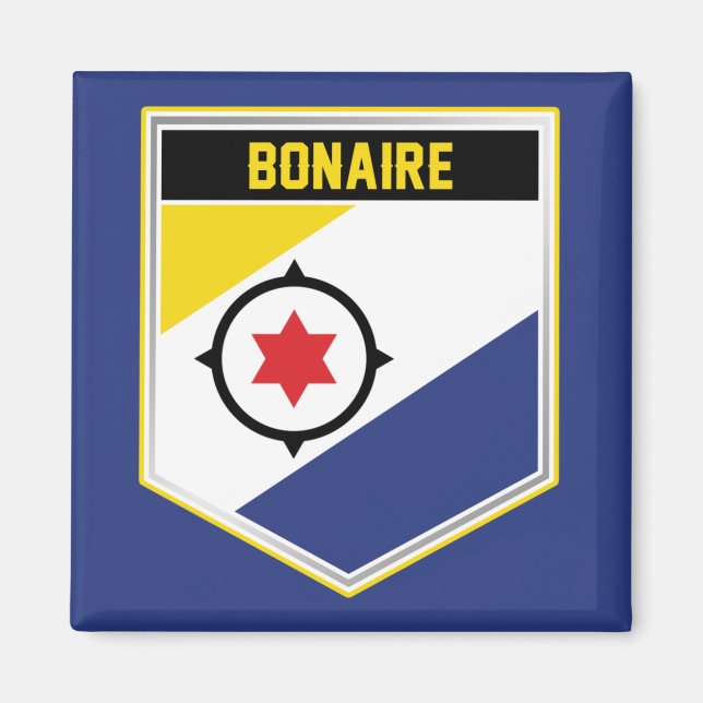 Bonaire Flagga Shield Magnet (Framsidan)