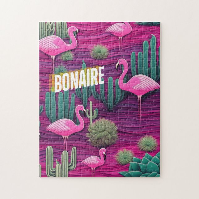Bonaire i rosa semesterparadis pussel (Vertikal)