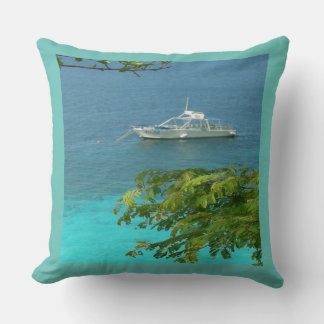 Bonaire Ocean View med Boat Dekorativ kudde