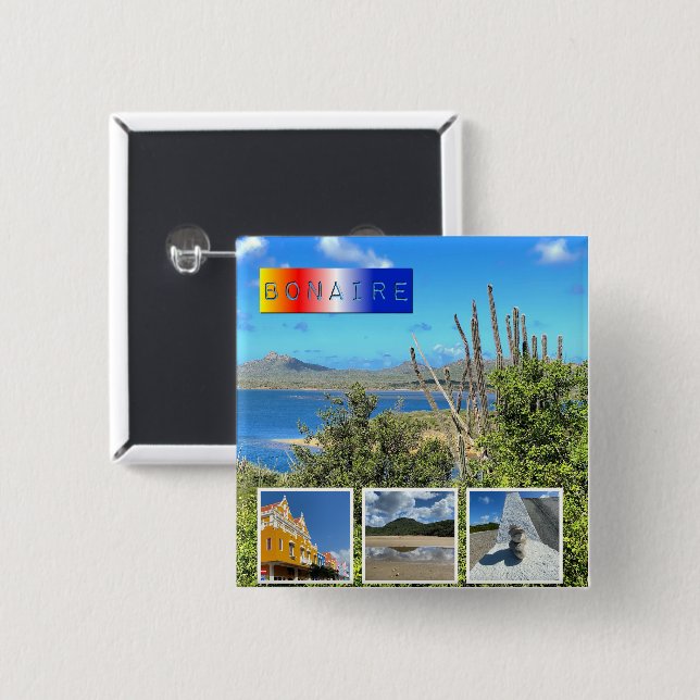 Bonaire Photo Collage-platta kort Knapp (Framsida & baksida)