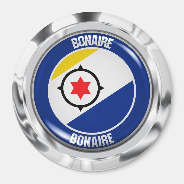 Bonaire Round Emblem Magnet (Framsidan)
