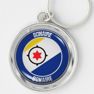 Bonaire Round Emblem Rund Silverfärgad Nyckelring
