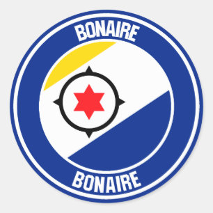 Bonaire Round Emblem Runt Klistermärke