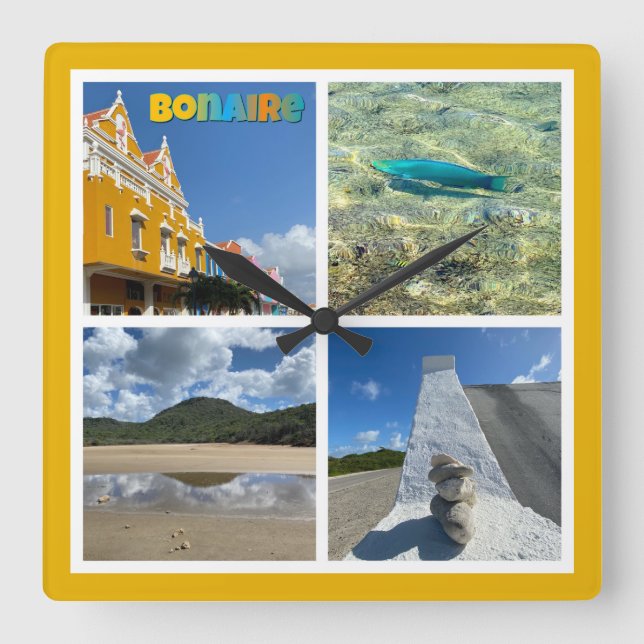 Bonaire Scenia Photo Collage Fyrkantig Klocka (Framsida)