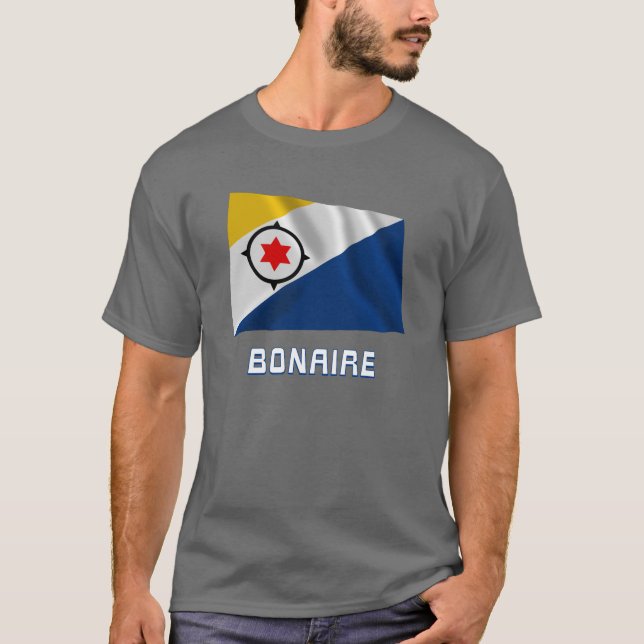Bonaire som vinkar flagga med namn t-shirt (Framsida)