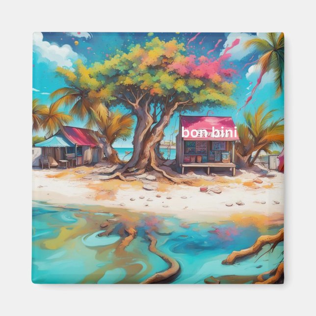 Bonaire strandstuga magnet (Framsidan)
