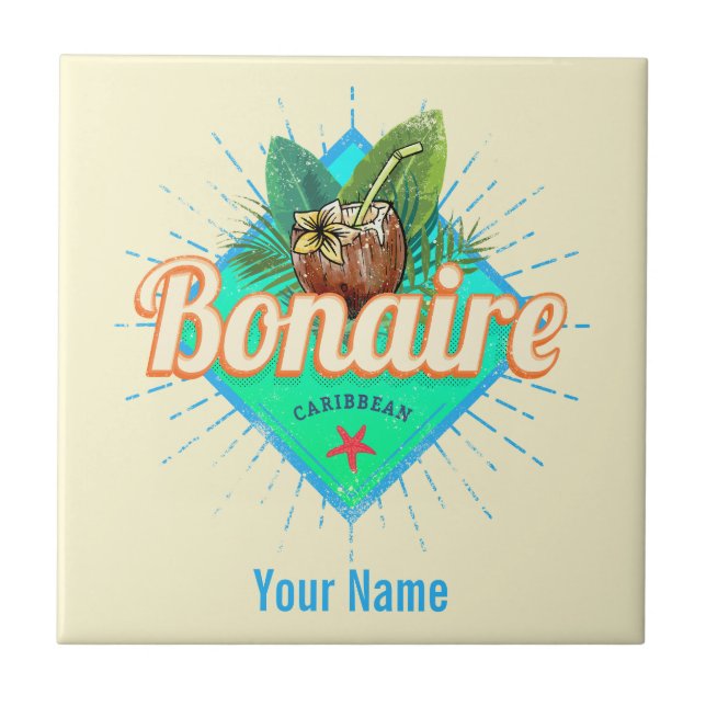 Bonaire Västindien retro-vintagen Kakelplatta (Framsidan)