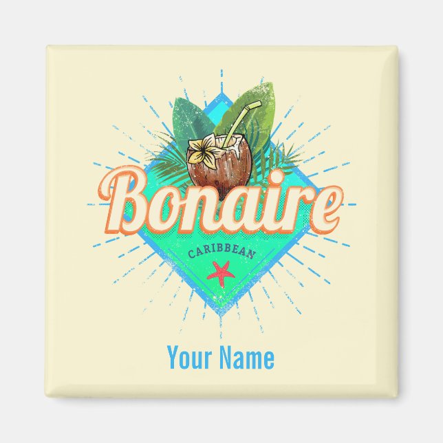 Bonaire Västindien retro-vintagen Magnet (Framsidan)