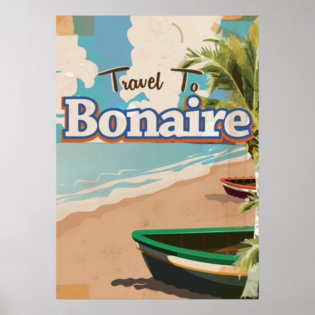 Bonaire vintage resor poster konst. (Framsidan)