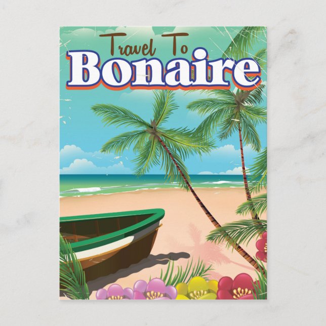 Bonaire vintage resor poster konst. vykort (Framsida)