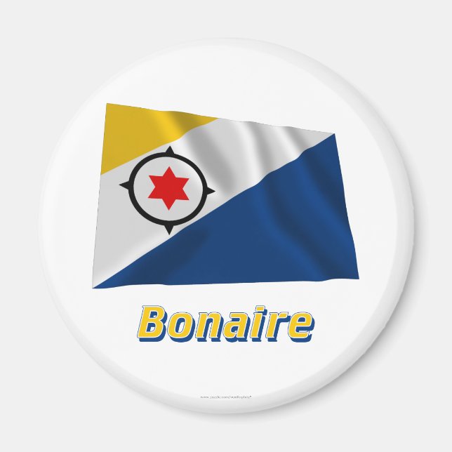 Bonaire Wave Flagga med Namn Magnet (Framsidan)