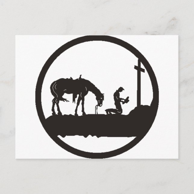 bönande cowboy vykort (Framsida)