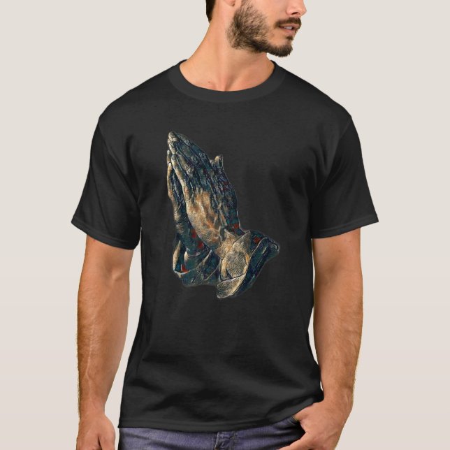 Bönande händer Amen Jesus  1 T Shirt (Framsida)