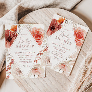 Bonanical Boho Blommigt Neutralt Baby Shower på hö Inbjudningar