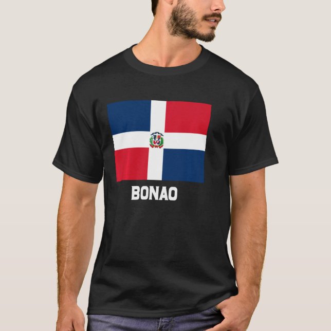 Bonao Dominikanska republiken Flagga Emblem Escudo T Shirt (Framsida)