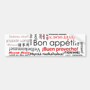 Bonappetit i typografi för många olik språk bildekal