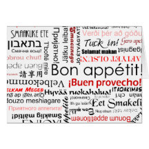 Bonappetit i typografi för många olik språk