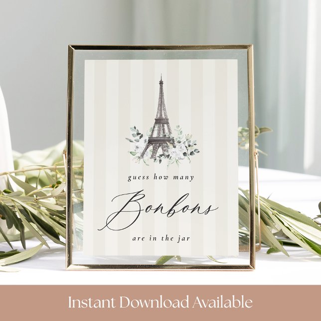 Bonbon-gissningsskylt för Paris Bloom Möhippa Game Poster (Skapare uppladdad)