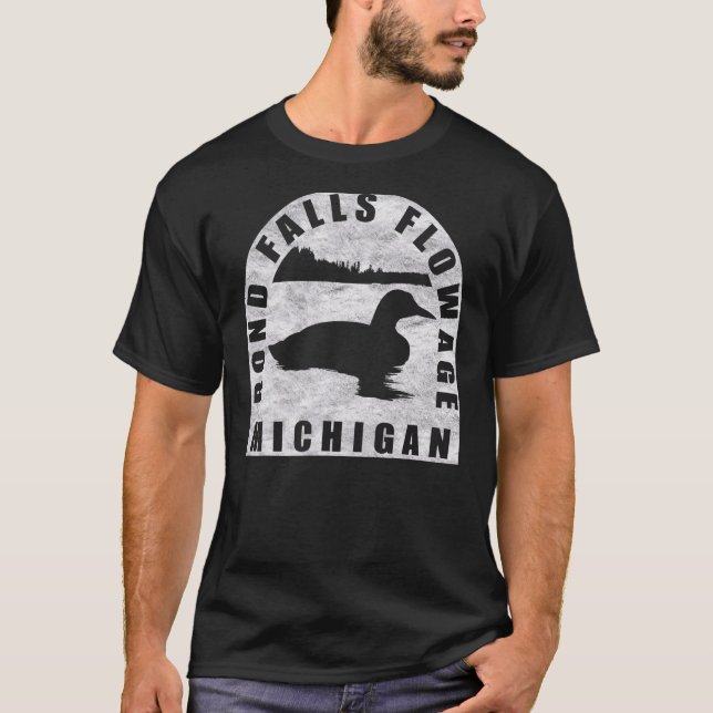 Bond Falls Flopay Loon Michigan T Shirt (Framsida)