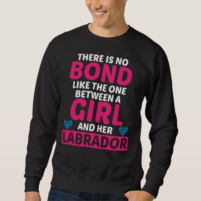 Bond mellan flicka och hennes labrador Cute Hund Lång Ärmad Tröja (Framsida)