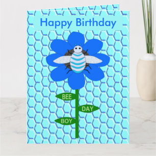 Böndagen i Lycklig Boe Boy Blue Birthday Bumblebee Kort