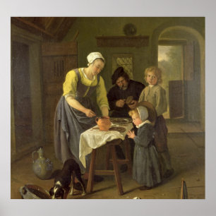 Bondaktig familj på måltid, c.1665 poster