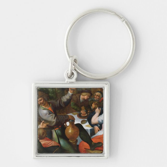 Bondaktig festmåltid, 1566 fyrkantig silverfärgad nyckelring (Framsidan)