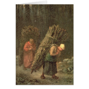 Bondaktiga kvinnor med småskog, c.1858 hälsningskort