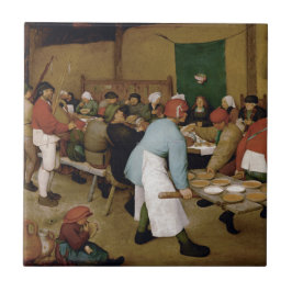 Bondaktigt bröllop av Pieter Bruegel fläderen Kakelplatta