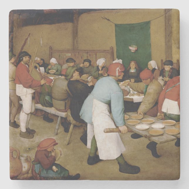 Bondaktigt bröllop av Pieter Bruegel fläderen Underlägg Sten (Framsidan)
