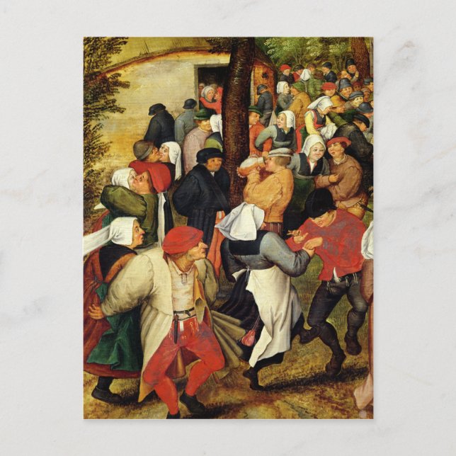 Bondbröllop, detalj av människor som dansar vykort (Framsida)