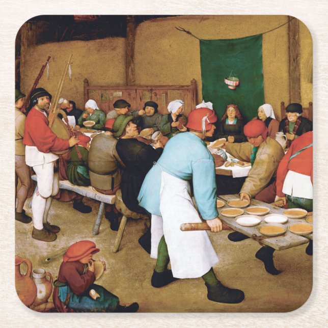 Bondbröllop, Pieter Bruegel Underlägg Papper Kvadrat (Framsidan)