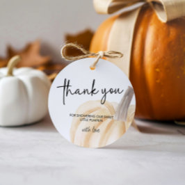 Bonde Baby Shower Little Pumpkin Round Gåvor Etiketter