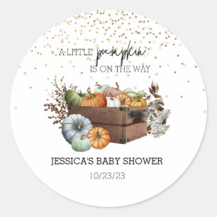 Bonde Little Pumpkin Watercolor Baby Shower Runt Klistermärke