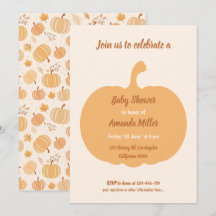 Bonde Pumpkin och Löv Pastel Baby Shower