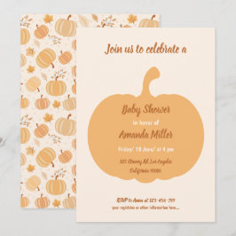 Bonde Pumpkin och Löv Pastel Baby Shower Inbjudningar