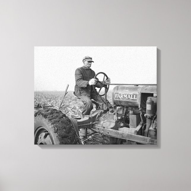 Bonde som kör traktor, 1937 canvastryck (Framsida)