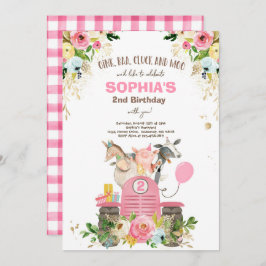 Bondedagsfirande Rosa Gammaldags Bondgårds Party Inbjudningar