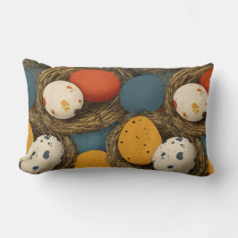 Bondehönans färgglada prickiga ägg lumbarkudde