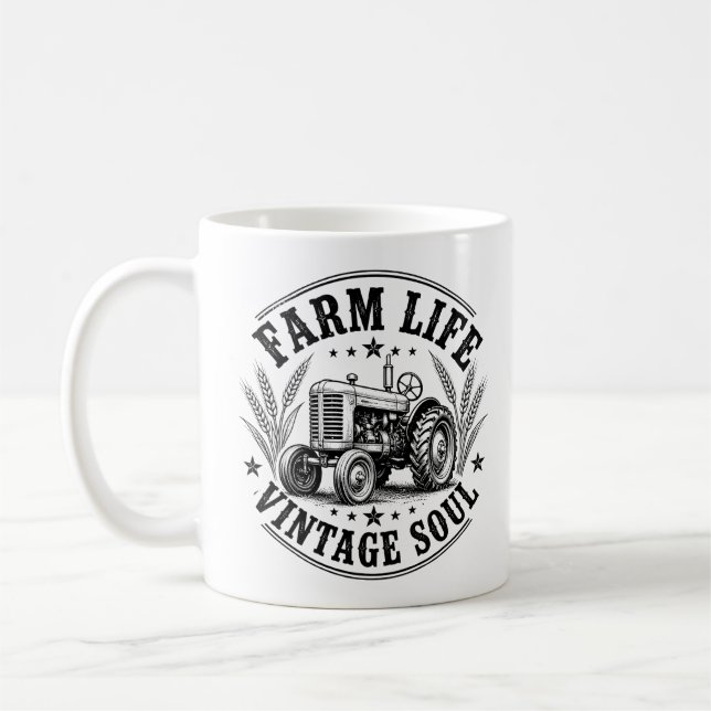 Bondeliv – Vintage Själ | Rustikt Landsbygdsliv Kaffemugg (Vänster)