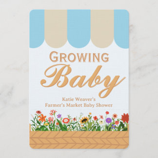 Bondemarknad Baby Shower - Blå Inbjudningar