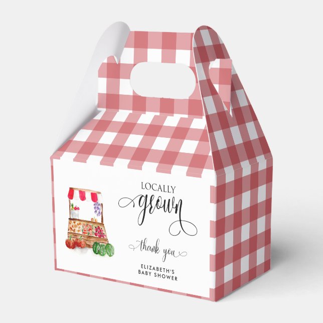 Bondemarknad Baby Shower Rutig Rutigt Schackrutigt Presentaskar (Framsidan Sidan)