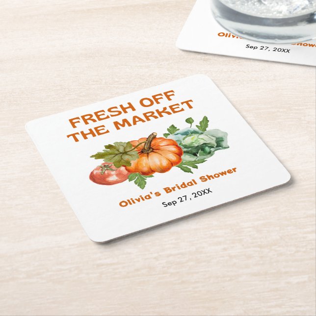 Bondemarknad Fresh Off The Market Bröllopsdusch  Underlägg Papper Kvadrat (Vinklad)