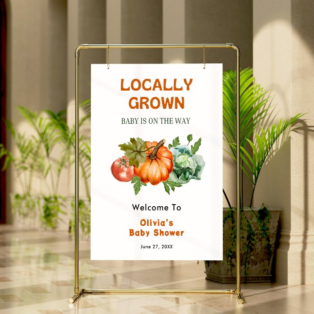 Bondens marknad Lokalt odlad bebisfest välkommen  Poster (Farmers Market Locally Grown Baby Shower Welcome Sign  )