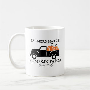 Bondens marknad vintage lastbil med pumpor kaffemugg