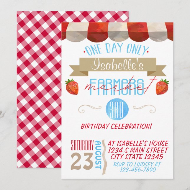 Bönder marknadsför födelsedag inbjudningar (Fram/baksida)