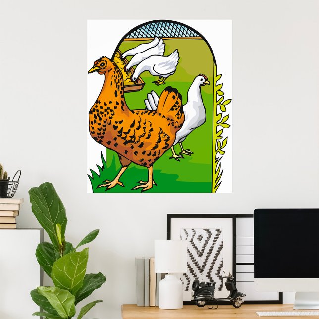 Bondfrisk Höna Kooperativ Landsbygdsscen Poster (Skapare uppladdad)