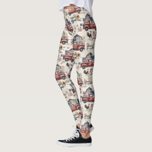 Bondgård Amerikansk Patriotisk 4:e Juli Mönster Leggings